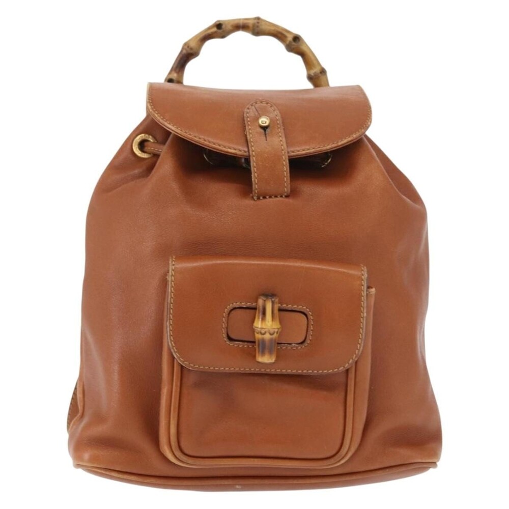 Gucci Bamboo Leather Backpack Brown